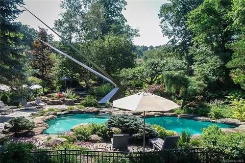 Landscaped pool and sculpture