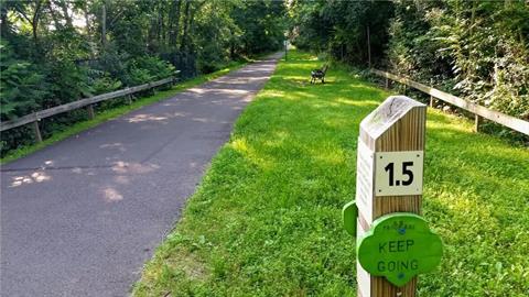 Village of Chester. Heritage Trail is in the distance within the wooded area.