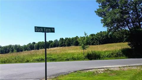 Otterkill on left, Old Chester Road in foreground, Duck Farm Road on right.