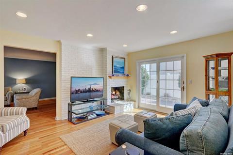 family room with fireplace