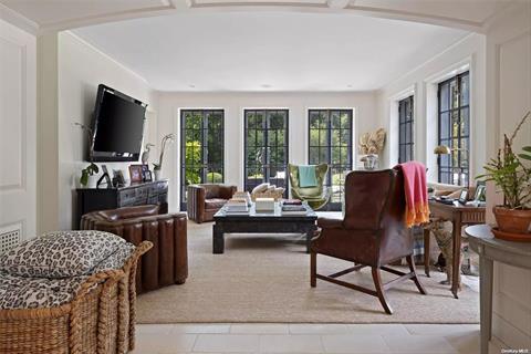 Mahogany Paneled Library with Wet Bar