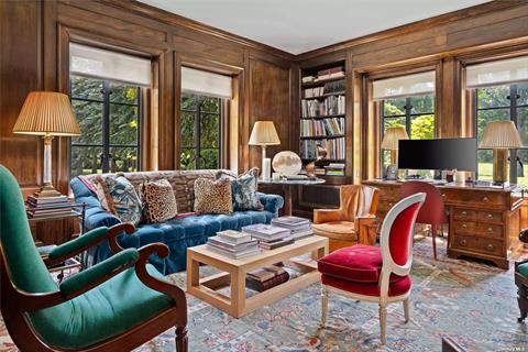 Mahogany Paneled Library with Wet Bar