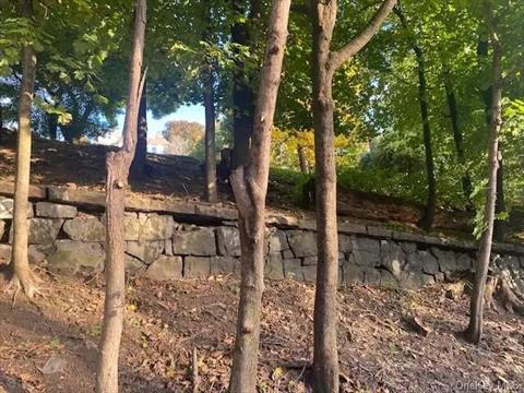 Stone Wall, from street level at 108 Phillipse Place, looking West