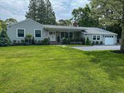 Renovated, immaculate ranch in the Village of Westhampton Beach with open living room, dining area and kitchen. Primary bedroom suite with marble bath, large walk-in closet and sliding doors to private patio, junior guest suite with sliders to pool area, two additional guest bedrooms and bath. Private yard features a large patio and heated gunite pool.