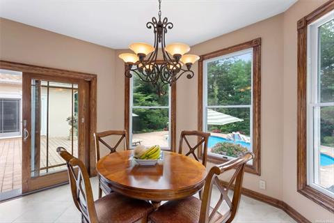 Breakfast nook with pool side views