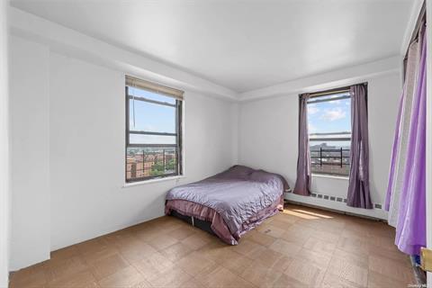 bedroom with large closets