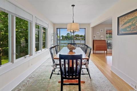 dining room with waterviews