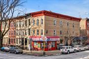 over 8% Cap rate great investment 3 story Corner Mix-use with 2 Commercial Retail unit & 2 (4brm) vacant apartments. Apartments updated with hardwood floor throughout, and each apartment has 4brm, 2 bath. 1st store Deli paying 3500@3% increase and lease expiring in2033 2nd store Pharmacy paying 3100 @3% increase and lease till 2029 Apartments no lease. can be delivered vacant. now paying 4000/mo. each Total gross rent is 175, 200/year Expenses are 17, 382/year Net Income 157, 818/year