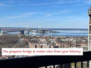 Bridge & Water View! Superb 21st floor 1 BR/1 BA unit in gated Bay Club community, Kitchen w/Granite Countertop, Balcony, many amenities included, such as 24-hour doorman, pool, tennis, basketball, racquetball, and gym. Near Bay Terrace Shopping Center with banks, restaurants, shops, and theater. Express bus to Manhattan and local bus to Flushing & LIRR. Move right in!