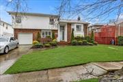 This lovely, light and bright, gorgeous glass block entry. Oversized Split Level Home, located in Merrick, South of Merrick Rd. features 3 Bedrooms, King Sz Primary w/walk-in & full wall closet, private bath, Queen Br w/closet system, Full/ Queen Br, Family Bth. Vaulted Large Living Rm w/Bay window, Dining rm Kitchen combo with skylights, some appliances need to be replaced, Sliders to wood deck, Lg Den w/sliders lead to cement patio w/Nice size yard, Half bth, walk-in from 1 Car garage & laundry area. Wood floors, Nice size Part Bsmt w/2 windows, Video Security,  IGS, 200 AMP, Bellmore Merrick Schools.