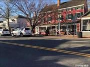 Updated main street-level storefront, on route 25A in the heart of historic Cold Spring Harbor. Approx 560 sqft, retail space, backing to onsite parking, deck, and main entrance on Main St. Located across from free municipal parking, plus street parking, walk to post office, restaurants, shops, coffee, water-front park, with heavy weekend foot traffic.