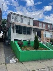 All Info Deemed Reliable. Must Be Re-Verified By Buyer(s). Two family House in East Elmhurst. Property Need TLC. 1 gas meter/ 2 electric meters. Poor Condition.
