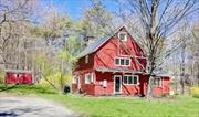 This enchanting Woodstock abode has a story dating back to 1875; first as a barn for the neighboring property and then as a dance studio. In the 1940&rsquo;s it was converted to this rare barn-style home that honors Woodstock&rsquo;s artistic vision and singularity. Meticulously updated over the years while preserving its vintage allure. Quirky yet gracious with an open vaulted great room anchored by a striking, and expansive, brick fireplace that spans one entire length of the living room and exudes warmth and craftsmanship. The remodeled kitchen and dining area are linked by an island/breakfast bar with windows above the sink and a door out for a friendly BBQ. The easy connectivity and open space features sturdy Post & Beam construction that elevates and excites. Yes, there&rsquo;s a first-floor bedroom, with a separate entrance allowing it flexibility to also serve as an in-home office or professional studio. Just off the 1st floor hallway is a serene screened porch overlooking a meandering stream and exquisite wooded landscape. A convenient downstairs half-bath completes the first floor where entertaining and distinctive living manifests, surrounded by an acre of land. In the midst of this unique home is another exceptional design element: an exhilarating spiral staircase. Wind your way up to the unexpected! A primary bedroom, with its wall of shuttered windows, shares space a few steps below with a third bedroom and full bathroom. Additional steps lead to what was once the hayloft. This whimsical room beckons your creativity, and could be a sanctuary for artists, poets, writers, or anyone with an imaginative pursuit. (Currently serves as a yoga studio.) Thoughtful upgrades ensure comfort and energy efficiency with new insulation added in the walls, new mini-splits for heating and cooling, and a remodeled kitchen and baths. Nestled back from the road amidst trees and hedges of forsythia and a bluestone walkway leading from ample parking. Invite friends or create a world of quiet contemplation. A sweet garden shed in the rear provides extra storage space or a place to keep gardening equipment. Super convenient, just minutes to Woodstock Village (and the NYC bus) and 15 minutes to Uptown Kingston. Additionally, this home boasts low Hurley taxes. Less than a mile from the famous Maverick Concert Hall (a 1915 outdoor band shell), this one-of-a-kind property offers a blend of historical charm and up to date comfort, ready for you to &rsquo;&rsquo;MOVE RIGHT IN AND ENJOY!&rsquo;&rsquo;. Such a pleasure to see and show.