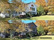 Drive down a long, long, charming country lane (that you own and the town plows!) to almost 6 bucolic acres of farmland with a big red barn and room for 1-8 horses, a separate cottage, and a dappled view of the Hudson River. This unique farmhouse style home was re-imagined from it&rsquo;s original 1948 build with an added 1, 500 sq. ft contemporary central Living / Dining Room (c. 2000). This massive room has a cathedral ceiling and provides room to entertain dozens of friends and family while gazing out a wall of windows that frame the river and the beauty of nature in every season  a view that becomes a constant element of your daily lifestyle. Alongside this large open space sits a cozy library/den anchored by a hand-built river stone fireplace, flecked with crystals, providing a place to relax after horseback riding, boating, skiing, or just as a quiet reading room. The country kitchen is just off this meditative space and boasts connectivity to a back patio for BBQing and to the dining room through an over-the-sink breakfast bar pass-through, making entertaining easy and fun. Just off the kitchen is a full bath and stairs up to a vaulted main bedroom suite where a vaulted private feel abounds. There&rsquo;s a first floor guest bedroom off the den, or drift up the grand front staircase in the living room to 2 more large light filled bedrooms. Yes, this 4 bedroom home is fanciful and creative...but that&rsquo;s not all. There&rsquo;s a 1 bedroom cottage (650 sq. ft) next door to use as a rental, a home for extended family, or as a romanic guest cottage. This property has been in the family for decades and is awaiting your personal touches. The current owners had horses in the past and the 3 story barn (2, 500 sq. ft.) is a testament to slower, calmer times. Additionally, there is the potential to subdivide a 2 acre parcel off this lot (with town approval) or to use these fields for a paddock or as a gentle-person&rsquo;s farm. The road dead-ends just beyond this property and makes for a quiet landing while being close to everything Saugerties and the Catskills has to offer. Just 3 miles to Horse Shows In the Sun (HITS) and Malden&rsquo;s public boat launch, and minutes to Saugerties & Catskill villages, while only 2 hours from NYC. Enjoy skiing at Hunter or Windham, antiquing in Hudson, or dining at some of the great restaurants in both Rhinebeck and Saugerties and other quaint surrounding towns. Make sure you take a walk around this tranquil property  a pleasure to see and show.