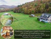 Nestled on 11+ serene mountain acres on 2 parcels, this stunning 3-bedroom, 3.5-bath Cape Cod offers the perfect blend of modern luxury & rustic charm. Enjoy sweeping panoramic mountain views, fields, handcrafted arbor, gazebo, swim pond, & 1/4-acre garden, all enhancing this unique property. Recently upgraded with over $100k in improvements, the home features a tastefully curated modern-rustic aesthetic w/a touch of coastal flair. The kitchen is a chefâ€™s dream, complete with Thor appliances, marble counters & slate floor. The 1st floor provides effortless living, w/welcoming entry, 1/2 bath, laundry, spacious living & dining rooms, & tranquil primary suite w/walk-in closet, en-suite bathroom w/double vanity, vessel sinks, jetted tub, & Sunlighten sauna. Upstairs, 2 more bedrooms boast charming architecture, ample closet space, & window alcoves, w/full bath. The finished basement offers a bar, office, bath, utility & storage rooms, & open space for your needs.