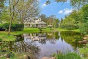 Cutchogue - New Suffolk area - Exquisite natural setting featuring lovely pond with waterfall and golf course views. 1+ acres private setting with pond and specimen plantings. Charming, screened gazebo is perfect for summer shade and outdoor dining, sited with views of the expansive property. This gracious 2+ bedroom, 2 full bath home features a living room with fireplace and hardwood floors. Formal dining room with sliders to the rear deck; large kitchen with stainless appliances, wolf range and hood, tumbled tile backsplash that continues over all counters, and granite counter tops in addition to radiant heat. Large breakfast nook, great room with vaulted ceiling and sliders to the back deck. Potential for conversion of current living space on the 1st floor into a 3rd bedroom. Fabulous views from the house and deck of the pond and rear of the property. All rooms are bright, and light filled. 1st floor full bath/laundry room. Second floor: 2 large bedrooms, full bath, and office area. Additionally, there is an outbuilding with potential for an artist, writer or other creative studio. The Bunkhouse, which was moved from its original Mattituck/Laurel site at Camp Immaculata, could also serve as a separate office space. Easy access to Cutchogue and New Suffolk Park District beaches, golf, boating, wineries, restaurants. The true North Fork experience. If a beautiful, private, park-like setting is something you would treasure, this home and property is a MUST SEE.