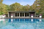This beautiful and comfortable 3 BR, 2 BA Quogue Village rental is available for both a spring & summer rental. The main living space is an open great room that includes the kitchen and the living room with a fireplace to set the tone. The sliding glass doors lead you poolside to the deck with lounge seating and a heated, gunite pool. There is also a pool house that offers a separate living space for guests. This home is situated on a quiet street near the Quogue village and beach.