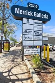 Modern Two-story Office Building with elevator! Corner of Merrick Road/Fox Blvd with Traffic Light. 50+ cars with two entrances into parking lot. 2384 sq ft... can be divided into three spaces...1000/850/475sq ft with private bath. Light &rsquo;n bright skylights light the waiting area, reception area, private/conference room, then open concept office space to three private rooms, separate partner area with private bathroom. Hallway bathroom, (2) staircases in addition to elevator to 2nd floor., Additional information: Office Pct.:100