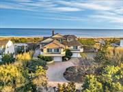 Spectacular Panoramic Ocean Views with over 140ft of Beach Frontage, and over an acre. The Main Level features an open floor plan that flows seamlessly from living room with dual sided fireplace to dining room, great room, and large chef&rsquo;s epicurean kitchen with six burner stove, double ovens, subzero, two sinks, all with a 180 degree views of the Atlantic Ocean. Also included on this level is a jr. primary suite and three additional bedrooms and baths. Sliding glass doors open to an Oceanside Deck surrounding a heated pool and spa, and private walkway to a jetty protected ocean beach. The Second Level features the luxurious Primary Suite that encompasses a spacious Den/Work at Home Office and beautiful primary bedroom with lavish bathroom, all of this framed by waterside decks with magnificent ocean views. The Lower Level includes one bedroom, laundry room, full and half bathrooms, exercise room, den/game room, two separate garages, and access to the beach. Bathrooms renovated 2021. This prime location is less than two hours from NYC, minutes to the restaurants and shops in the revitalized Village of Westhampton Beach, Gabreski airport, the jitney, and train.