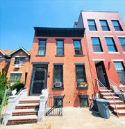 This stunning attached brick two-family home on the border of Stuyvesant Heights and Ocean Hill offers the perfect blend of charm and modern living. With a total of 5 oversized bedrooms, 3 full bathrooms featuring cast iron tubs, and exposed brick throughout both units, this home exudes character and comfort. The second floor is bathed in natural light thanks to multiple skylights, while hardwood floors and open kitchen layouts with stainless steel appliances on both levels provide style and functionality. A fully finished basement with street access, baseboard heating throughout, a spacious enclosed backyard, north/south exposures and new front and rear windows add to its appeal. Ideally located steps from Saratoga Park and close to public transportation, shopping, and dining, this home, updated in 2015 with a new roof and interior finishes, will be delivered vacant and ready for its next chapter!