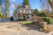 Welcome to 134 Ivy Street, a beautifully restored gem in the heart of Oyster Bay, NY. This elegant residence boasts 4 bedrooms and 2.5 bathrooms, perfectly blending classic charm and modern luxury. This home features a custom glass conservatory that invites natural light and provides a serene space overlooking the property for relaxation. The interior is graced with a cozy fireplace, formal living room, and dining room creating a warm and inviting atmosphere. Step outside to enjoy the expansive garden professionally landscaped to perfection, with a wraparound porch and an outdoor fireplace. The brick kitchen barbecue and unique fireplace are ideal for entertaining, making this home a true sanctuary for those who appreciate fine living. Convenient to the Village of Oyster Bay, beaches, and railroad.