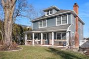 Perfectly positioned with scenic views in Pleasantville NY, this 4-bedroom Colonial offers 2425 sq ft of refined living space on a private fenced lot in a peaceful cul-de-sac neighborhood. The welcoming covered entrance and wrap-around Trex deck set the stage for the charm that awaits inside. The main level features a living room with a wood-burning fireplace, an eat-in kitchen with seamless access to the deck and patio, and a separate dining room currently used as a playroom. Upstairs, the primary bedroom impresses with a tray ceiling, ensuite bathroom, and three additional bedrooms serviced by another full bath. The walkout lower level provides versatility, offering a playroom and two separate rooms ideal for home offices, approximately 600 sq ft (included in overall square footage). Custom details include crown moldings, hardwood floors, central air, and a connection to the town sewer. Conveniently located near a walking path with a crossing guard to schools and a fishable lake.