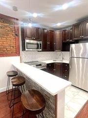 Located In The Williamsburg Neighborhood, This newly renovated apartment (approx. 700 Sqft) features an open concept living room, the modern Island Style Eat-in Kitchen boasts stylish cabinetry and backsplash, granite countertops complete with stainless steel appliances, 2 Bedrooms (12&rsquo; 3? X 6&rsquo; 9? & 10&rsquo; 2? X 9&rsquo; 2?), and a full bathroom. Ductless Units for both heating and cooling, Recessed lighting and hardwood floors throughout. The potential tenant is responsible for paying for electricity only. The location is an easy commute to lower Manhattan. Steps from multiple train lines, shops, galleries, restaurants, lounges, cafes, etc. This unit is the perfect place to call home. Income verification and a credit check are required.