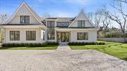 This newly built residence spans over half an acre, boasting around 6, 000 sq. ft. spread across three levels. Upon entry, a grand double-height foyer leads seamlessly into the open-plan great room, kitchen, and breakfast area. Adjacent to the main living space, a versatile den offers options for office or entertainment use. The first floor includes an en-suite guest room with coffered ceilings and a walk-in closet, alongside a 2-car garage accessible through a mudroom. Upstairs, a luxurious primary suite with multiple walk-in closets and a lavish bathroom opens onto a private terrace. Completing the second level are three additional en-suite bedrooms. The fully finished lower level provides various amenities, including a recreation room, enclosed gym, guest bedroom, and full bathroom. Sliding doors facilitate access to the backyard patio area with a covered porch and outdoor barbecue. A brand-new pool, surrounded by meticulously landscaped grounds and ample lawn space, completes this outdoor retreat. Set to be finished in 2024, this residence enjoys a prime location close to both Bridgehampton and Sag Harbor.