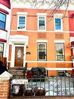 Two Family Brick Attached Town House in thriving Stuyvesant Heights Area with two bedrooms on first floor with walk in tub full bathroom, open concept kitchen with breakfast bar and stainless steel appliances, dining area, living room, access to back yard and lots of sunshine in each room, second floor has three bedrooms, separate living area, kitchen and full bathroom, and basement is finished with a built in bar area, bathroom with shower, room that was used for an office and entertainment area with access to backyard space and separate entrance. Access to Broadway Junction Central Transportation Station and near major highways.