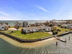 Perfectly positioned on the water with its own private dock, this home is a dream for boating enthusiasts and nature lovers alike. Take in panoramic water views from expansive living areas two with wood burning fireplaces. Located in the middle of the North Fork with Robins Island and Greenport within minutes by boat to enjoy an easy breezy day on the water. Beautiful waterfront with deep water boating and sandy beach!!! This is the one home you&rsquo;ve been dreaming of! So much to see and enjoy with wide open blue water views and nature at your doorstep. Sun filled days are yours with room for family friends. This spacious one level home offers a fabulous great room with wood burning fireplace. The gourmet kitchen with center island and wet bar and pantry is perfect for entertaining. Main bedroom with fireplace and en suite bath. Two additional bedrooms one with a window seat & full bath and flex room for possible 4th bedroom and full bath. Hardwood floors. Enclosed heated grand sunroom with slate floor. Floating deepwater dock for your own boat at your door!Deeded association bay beach and your own sandy beach too! One of the most sought-after private communities, The Salt Lake Village lifestyle awaits you on the North Fork!!!