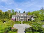 Stately and Refined. Long, gated drive, lined with flowering perennials, to Belgian block courtyard. Absolutely breathtaking eight acres with verdant lawns, spectacular trees and specimen plantings. Striking Stone and Shingle Colonial Estate. Classic floorplan with beautifully scaled-rooms perfect for entertaining. Finely finished and exceptionally appointed living space. Elegant two-story Entrance Hall. Gracely proportioned Living Room with high ceiling and fireplace. Sunroom with wet bar. Steps up to Cherry paneled Library with fireplace. Formal Dining Room with fireplace perfect for holiday dinners. Remarkable Chefâ€™s Kitchen with working island, high end appliances and breakfast area. Spacious, open Family Room with stone fireplace. Luxurious Primary Suite with fireplace, doors to porch and Sitting Room with hall to Two Walk-in Closets and Spa Bath with airjet tub and steam shower. Three additional family Bedrooms. Bedroom/Exercise Suite with private Bath. Third Floor with Studio, Billiard Room, Office and Bath. Lower Level Recreation Room with Spa Bath and finished Storage Room. Heated four-car Garage. Designed for family fun, rear terrace with dining area and built-in barbecue. Arbor-covered seating area in front of outdoor fireplace with raised hearth. Beautiful Swimming Pool with waterfall and spa. Outdoor shower. Incredible grounds with raised bed and fenced gardens and irrigation. Includes separate four-acre lot. Foremost estate area with easy access to train, shopping and commuting arteries. Remarkable!