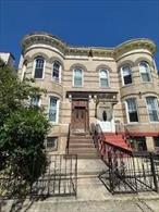 Brick Brown stone style Legal Two -Family Home This spacious property features Two units, each units 3-4 bed Rooms and 1bath, a living /dining room, and a kitchen plus a separate basement entrancegorgeous house, and excellent invest property. 2min train J, Z