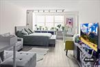 This is a beautifully renovated modern L-shaped studio that offers comfort, style, and functionality in one open-concept space. The interior features fresh neutral-toned walls, build-in closets and large window that invite abundant natural light. The contemporary separate kitchen is fully equipped with new cabinets, marble countertops and stainless steel appliances including dishwasher. Fully renovated bathroom features all new appliances, newly tiled walls and floor; shower with modern body-shower and shower-door. The studio has a large private balconyâ€”an ideal spot for morning coffee, sunset views, or a quiet outdoor workspace. The building offers full time doorman, gym, pool, 3 elevators, great lobby and hallways, laundry room. Pets are allowed, Parking is a wait list. Amazing location: close to the beach and shopping on Brighton Beach, Q and B train as well as busses; easy and fast access to Belt Pkwy.
