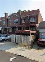 One family Semi Attached Brick 3 levels at East Elmhurst Queens. Close to 2000 square feet of living space with Huge potentials to upgrade. R3-2 Zoning. NEEDS TLC, DELIVER VACANT. CLOSE TO LaGuardia Airport, Flushing, Astoria Airport. Great for Investor, or end user to maximize its potential.